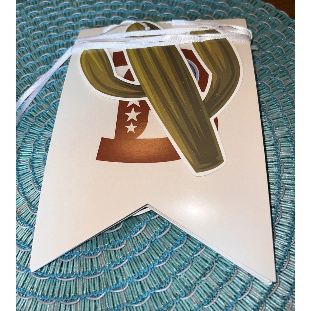 Retro Western Cowboy Happy Birthday Banner Pre-Strung Wild West Party Decoration